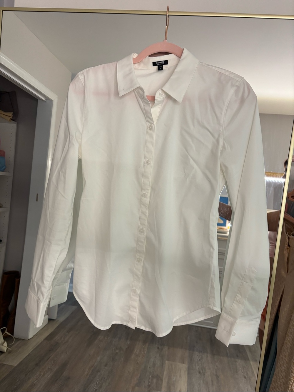 Express White Button-Down Dress Shirt - Classic Collar